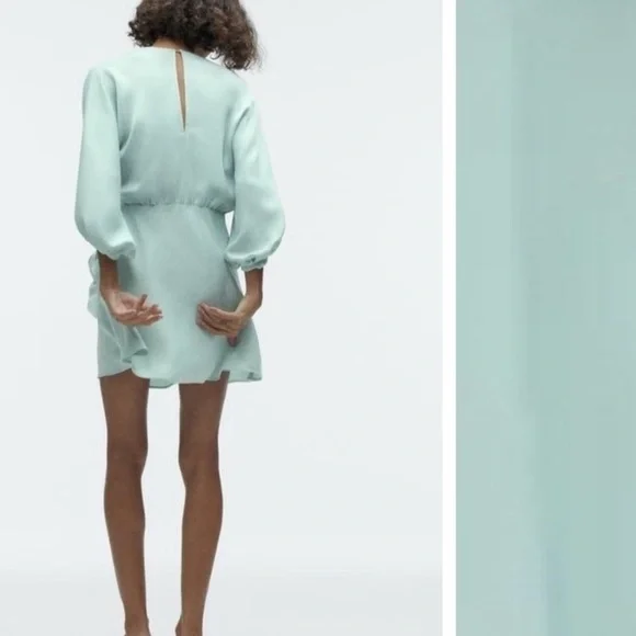 Zara Knotted Mint Green Mini Dress - Picture 5 of 5